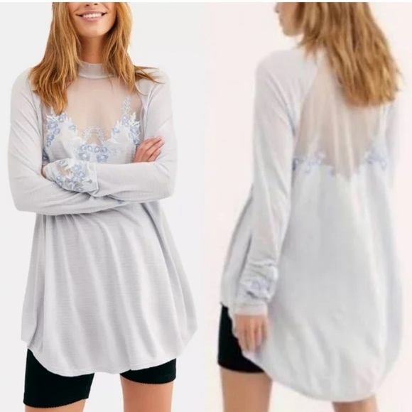 Free People Saheli Cream Asymmetrical Long Sleeve Tunic Size S - Picture 4 of 16